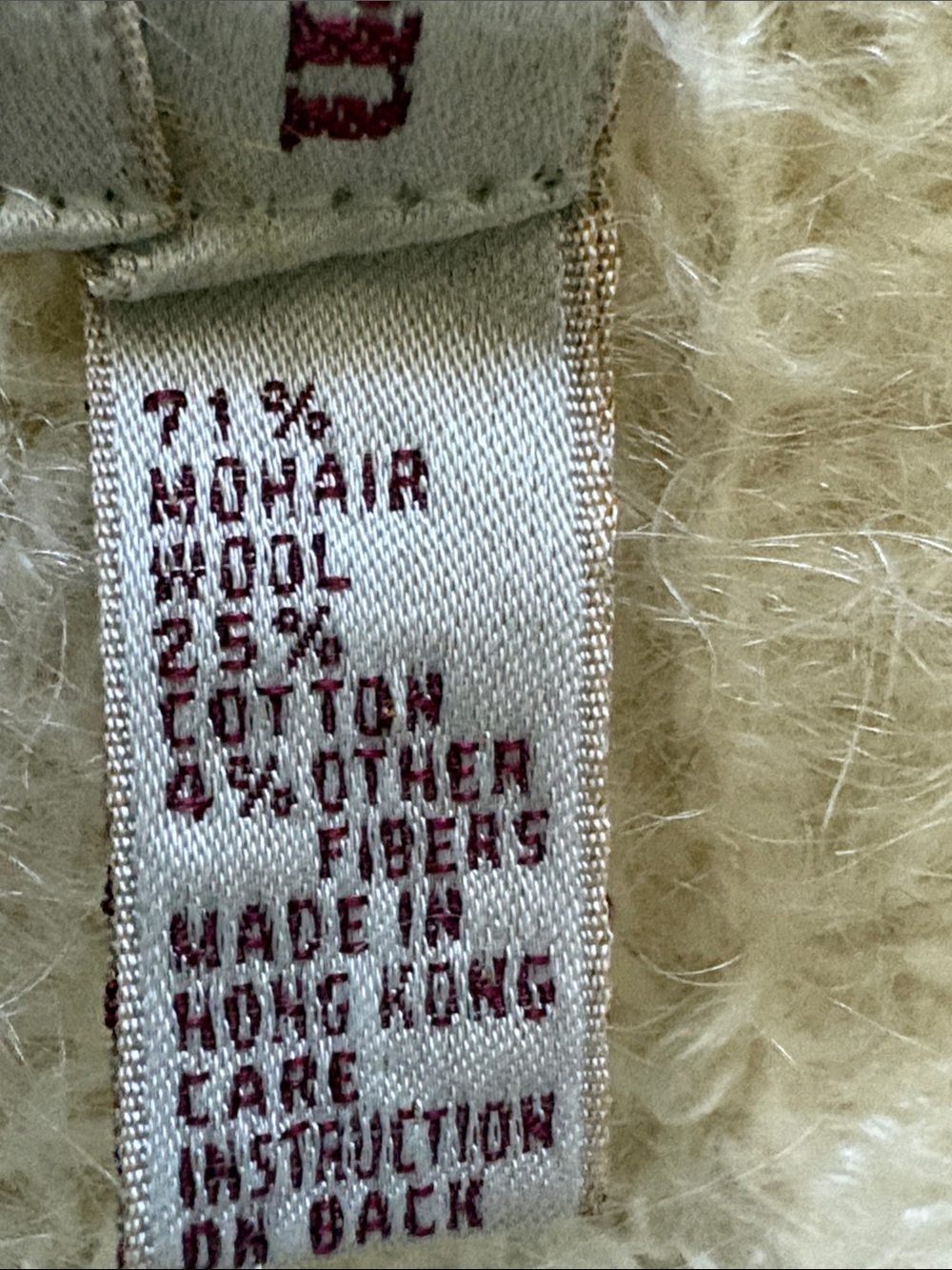 VTG Lauren Hansen Hand Knitted Mohair Wool Cardigan Cream Fuzzy Sweater M - Picture 13 of 15